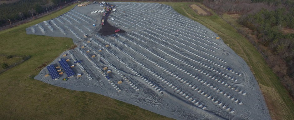 Aerial photo of the Berkley Landfill Solar Array