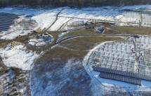 Aerial photo of Hudson Landfill solar installation.